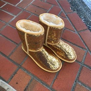 Brand new, never worn gold sequin Ugg boots